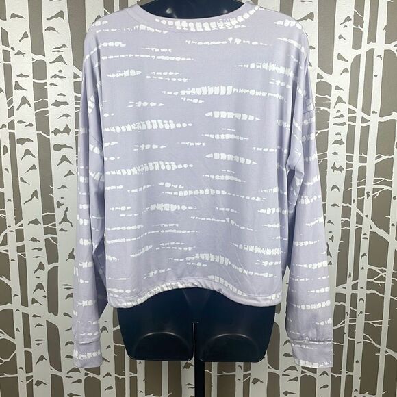 Hurley Oversized Tie Waist Long Sleeve Tie Dye T-Shirt M Lavender, White - Picture 4 of 7